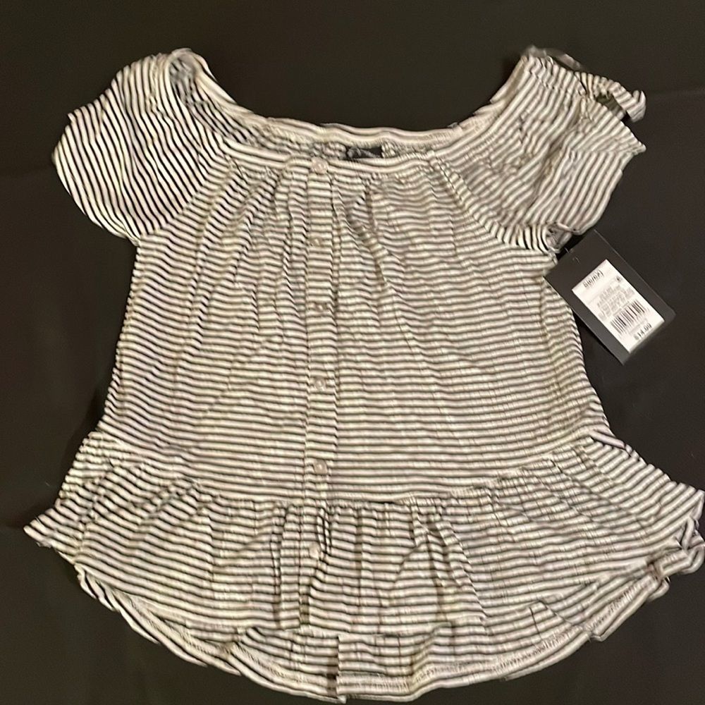 Blue and white stripe girls top